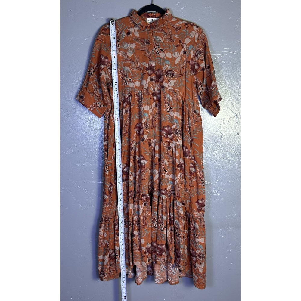 Women's Natural Life Rebecca Dress  Rust/orange Tiered M Fall Floral Prairie
